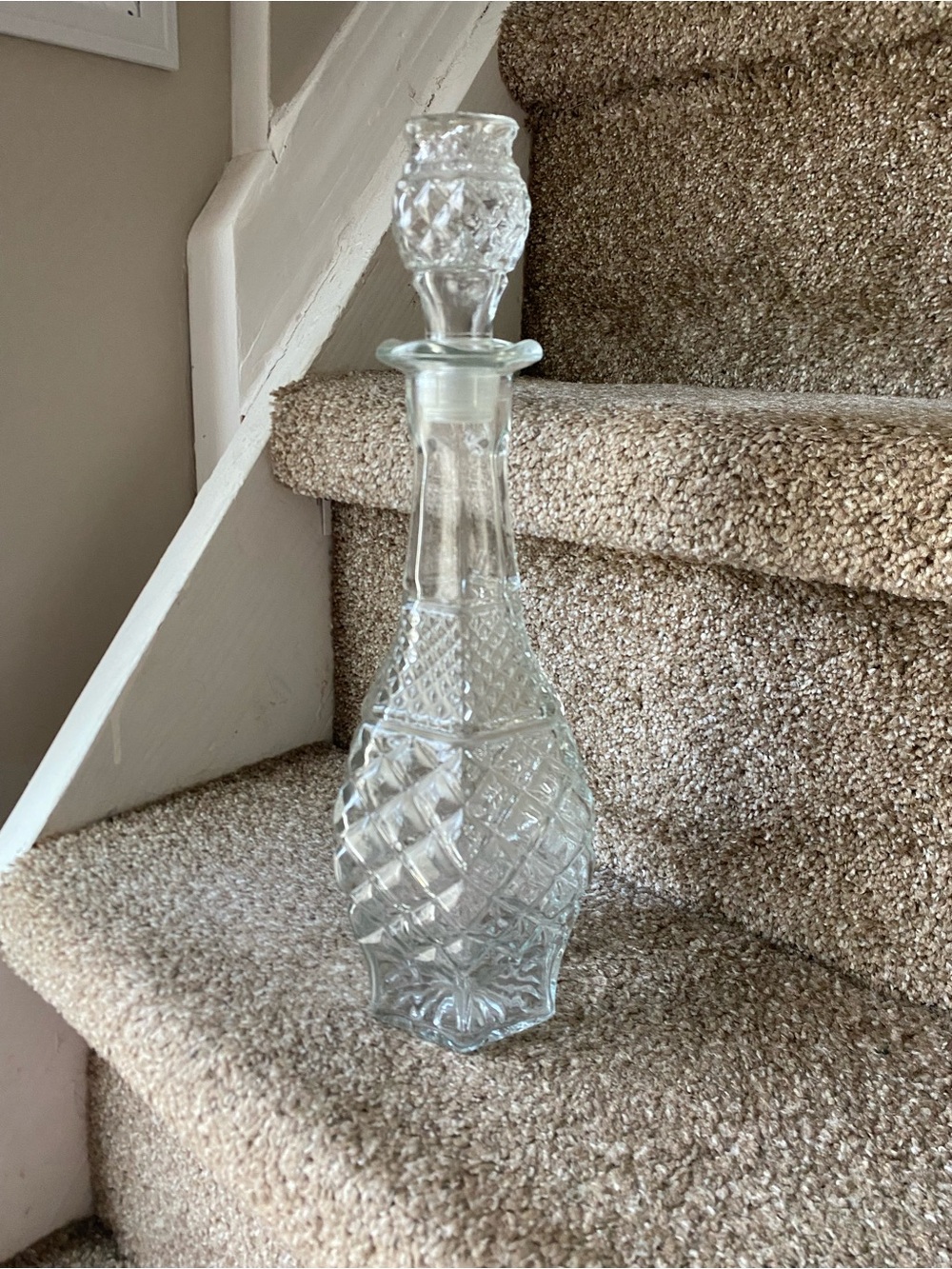 Vintage Anchor Hocking Wexford Clear Glass Decanter with Matching Stopper